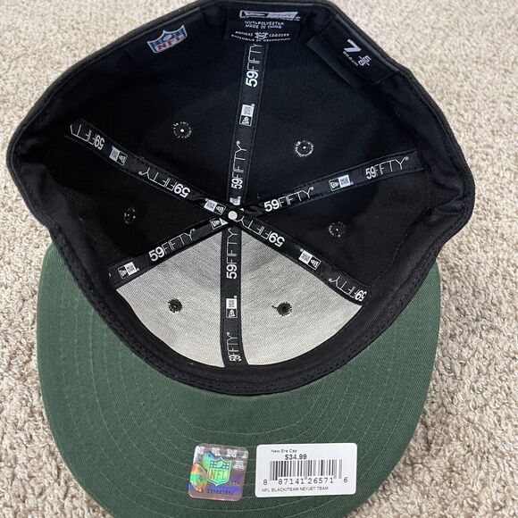 New York Jets Hat Men Black Green Sz 7 5/8 New Era Cap Embroidered Aaron Rodgers - Picture 4 of 5